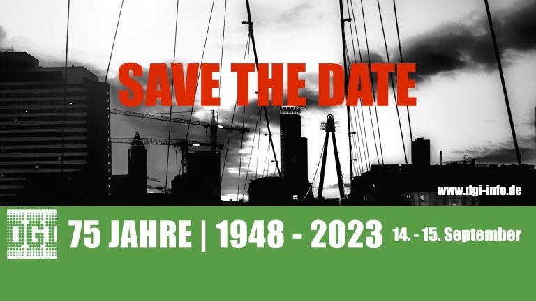 Save the Date 75 Jahre DGI, am 14. und 15. 9.2023 in Frankfurt am Main